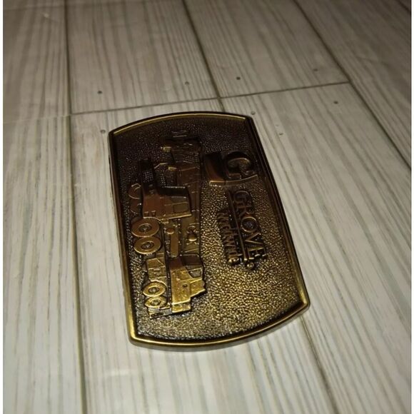 Vintage Jadco Solid Brass Belt Buckle G Grove Worldwide Graphic Design 3½in - Picture 5 of 9